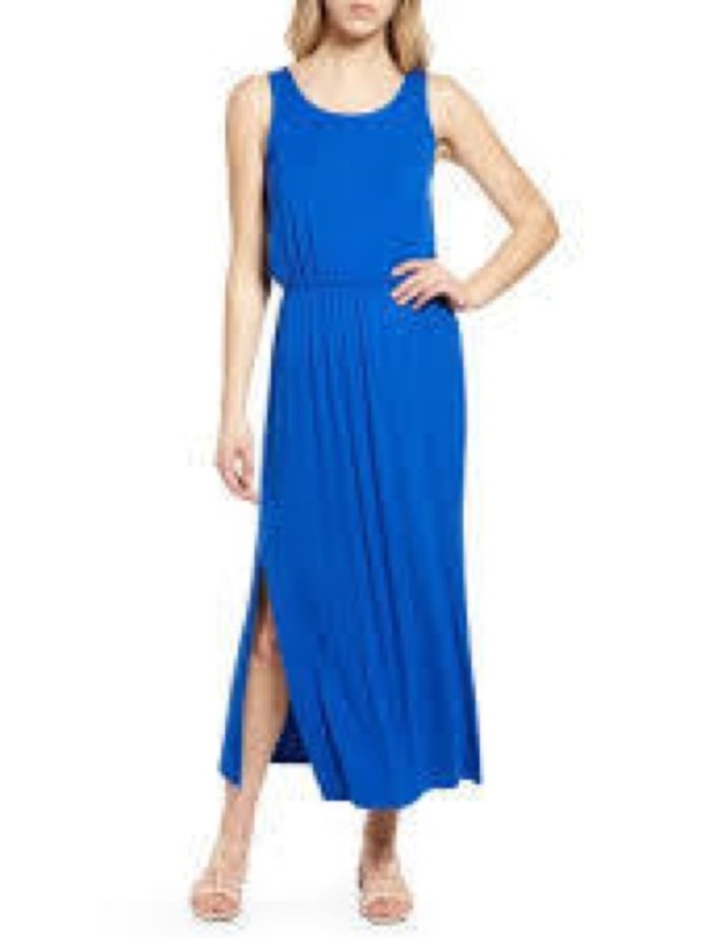Caslon Royal Blue Sleeveless Midi Dress with Side Slit